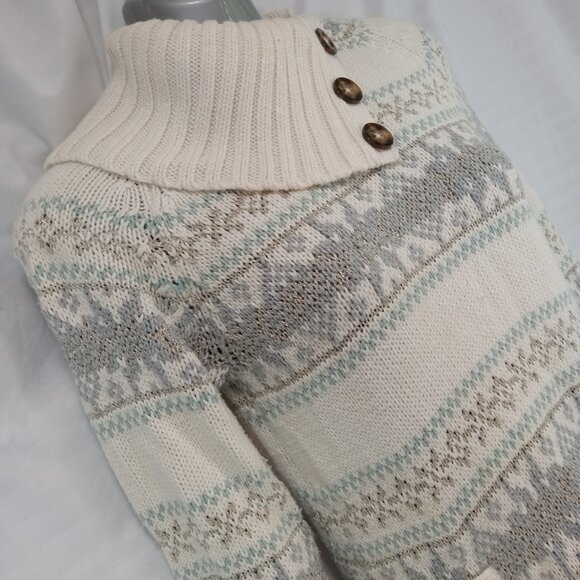 Gap Kids Size XXL 14-16 Exrta Long Knit Sweater Y2K White Silver Blue Winter - Picture 8 of 13